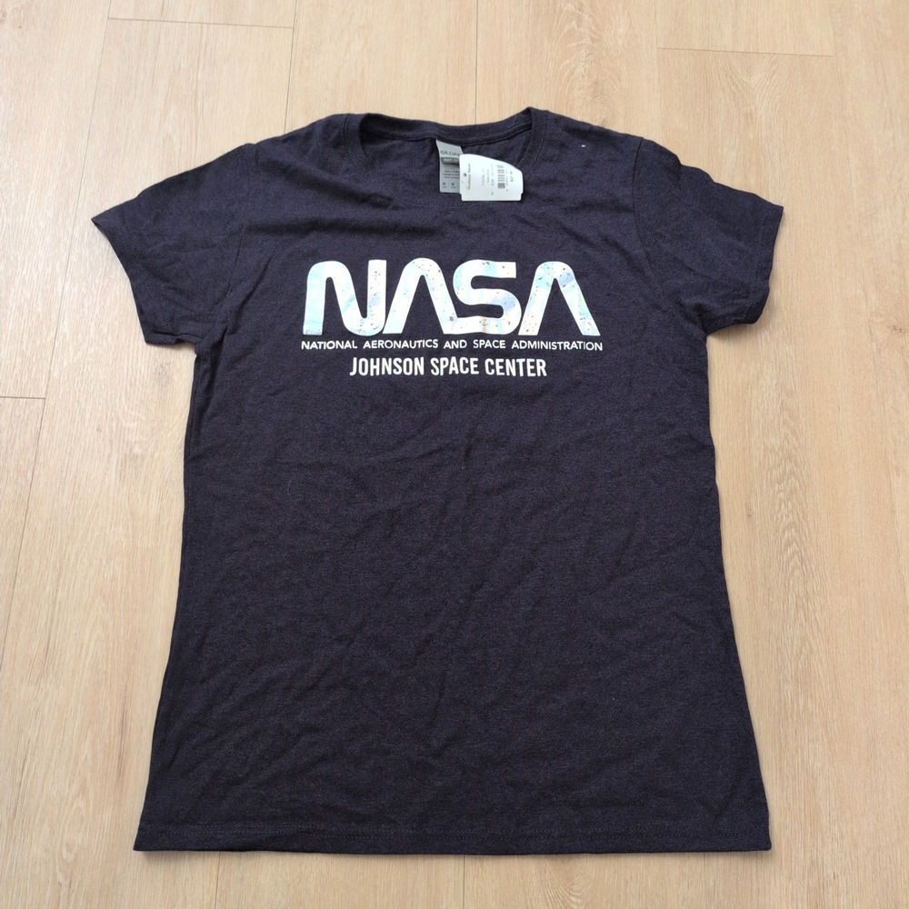 NASA Johnson Space Center Holographic Logo T-Shirt Purple Womens Medium NWT